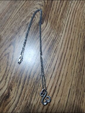 Silver Script Heart Pendant Necklace - Silver